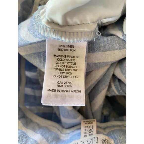 Eliane Rose womens Blue White Striped Cropped Pants 10 linen pockets wide leg - Picture 5 of 7